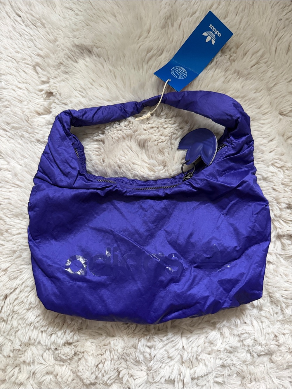adidas Purple Shoulder Bag with Top Zip and Padded Handle